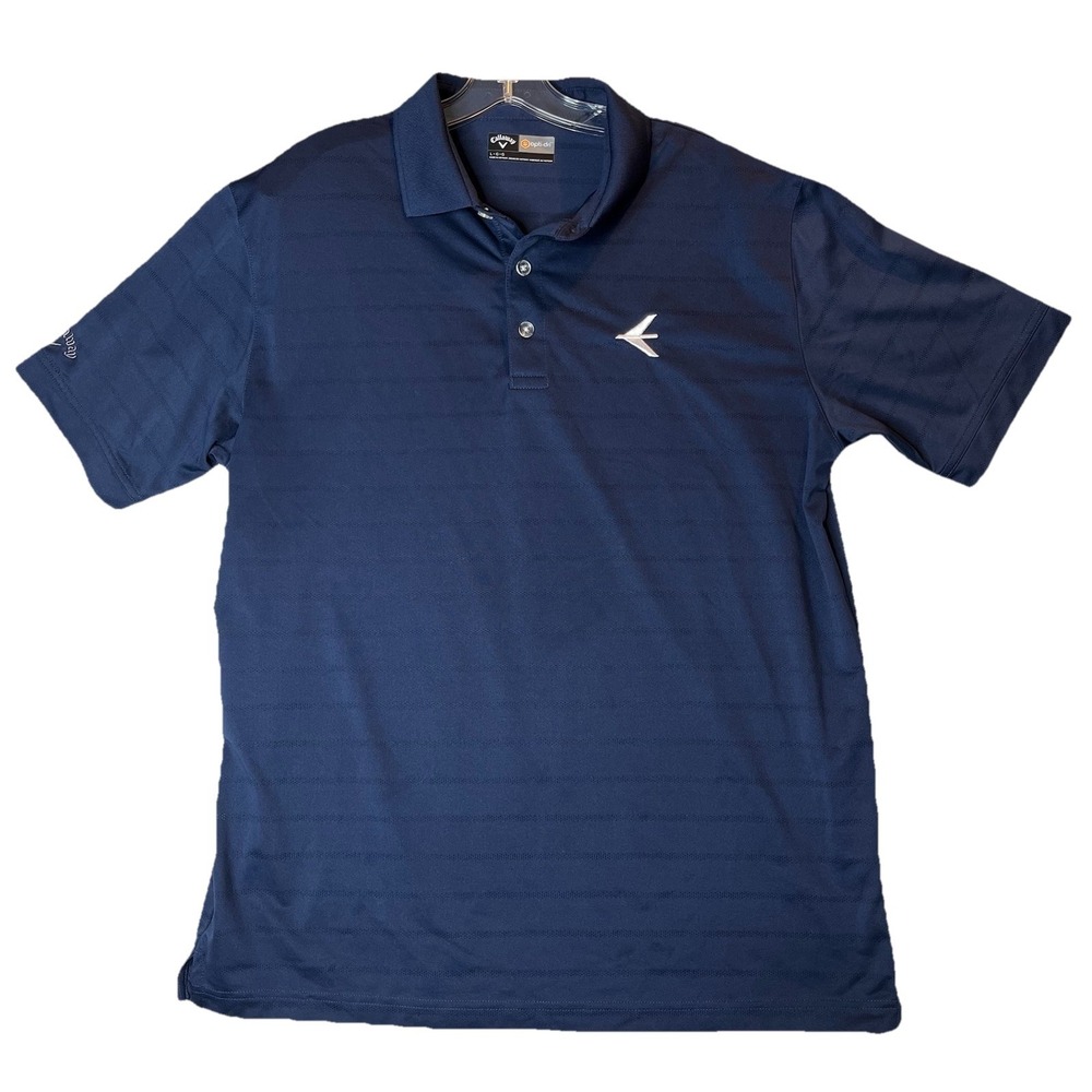 Callaway OPTI DRI Short Sleeve Navy Blue Polo Golf Shirt Men's L Resort Club
